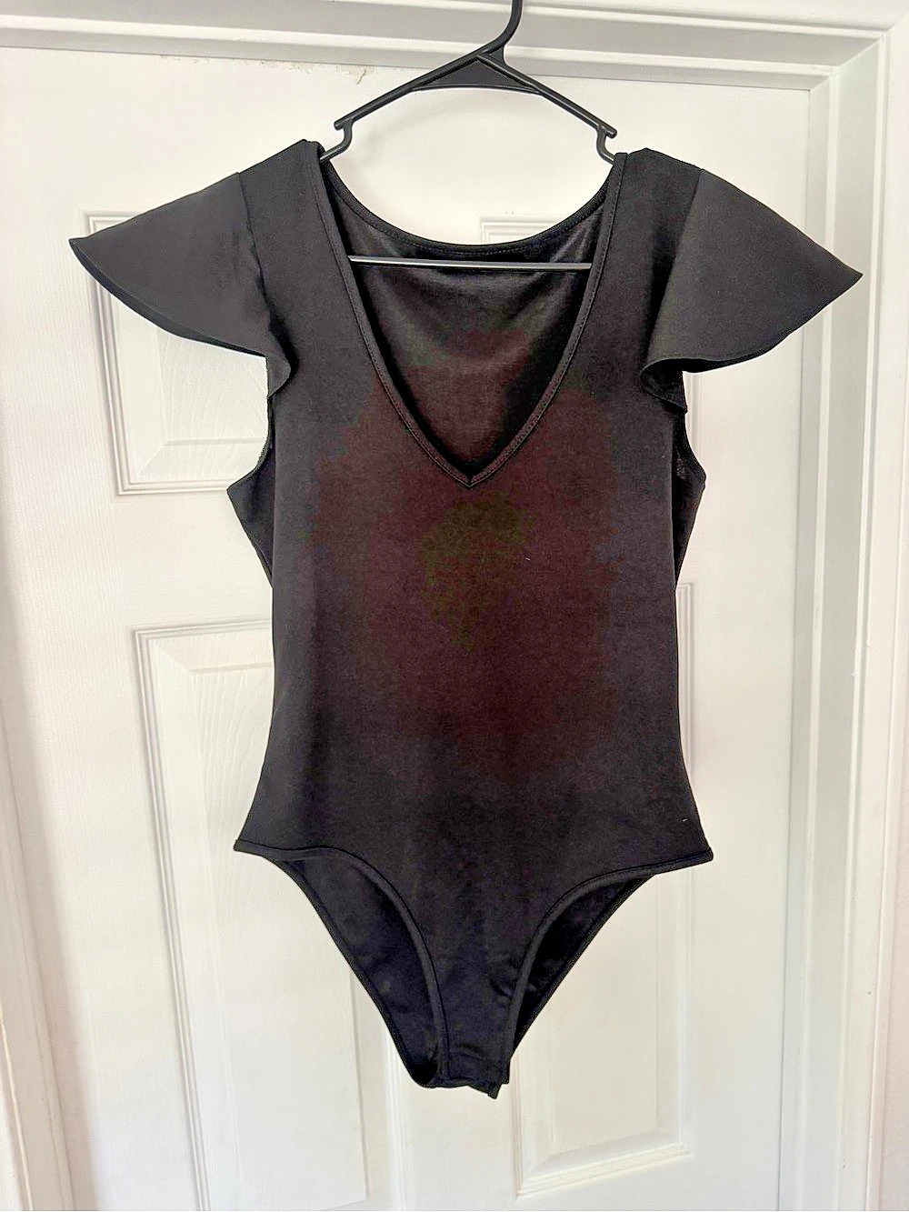 Black Flutter Sleeve Bodysuit Like New